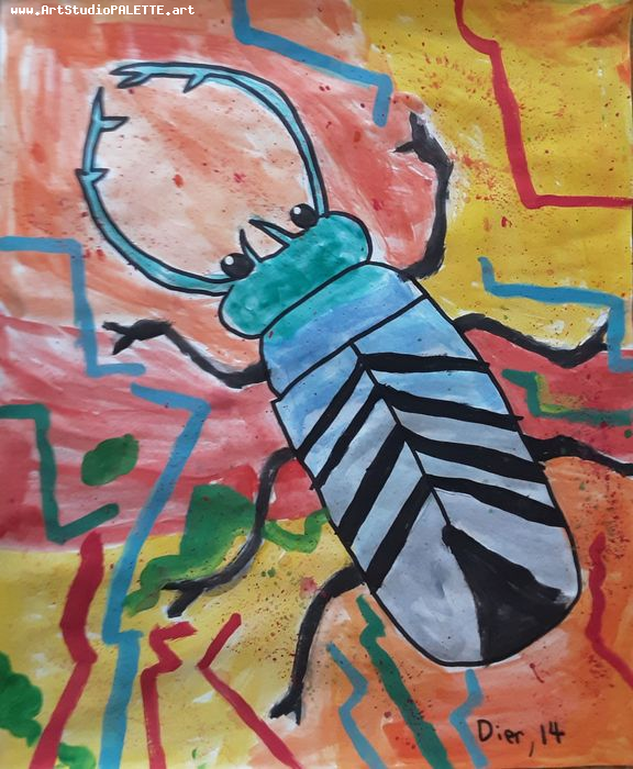 Art Studio PALETTE. Dier Shamirzaev Picture.  Watercolour, Ink Animals Insects 