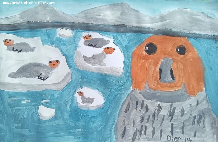 Art Studio PALETTE. Dier Shamirzaev Picture.  Tempera Animals Mix 