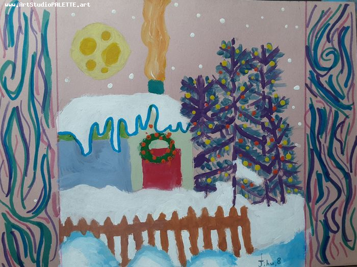 Art Studio PALETTE. Jihu Lee Picture. Cardboard Tempera Holidays Christmas 