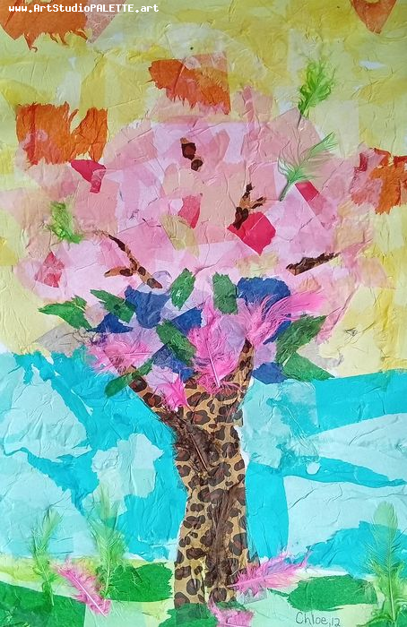 Art Studio PALETTE. Chloe Zhang Picture.  Applique Landscape Trees 