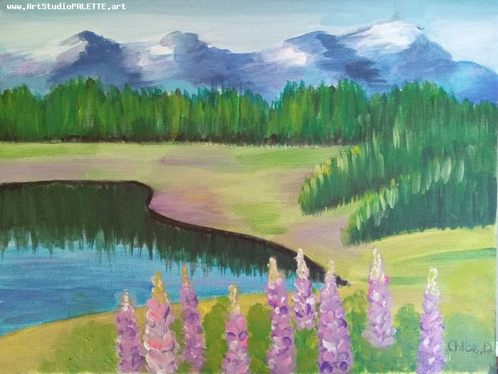 Art Studio PALETTE. Chloe Zhang Picture. Canvas Acrylic Landscape Nature 