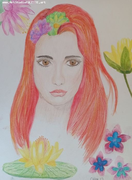Art Studio PALETTE. Chloe Zhang Picture.  Coloured Pencil People Portrait 