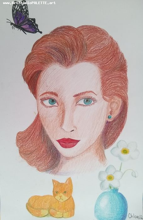 Art Studio PALETTE. Chloe Zhang Picture.  Coloured Pencil People Portrait 