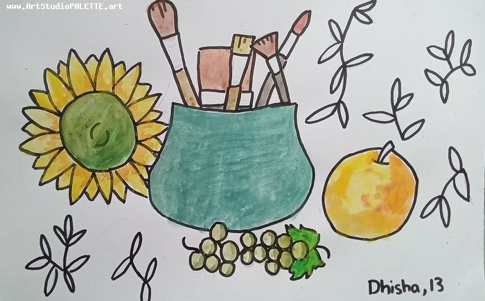 Art Studio PALETTE. Dhisha Senthil Picture.  Marker, Tempera Still Life Still Life 