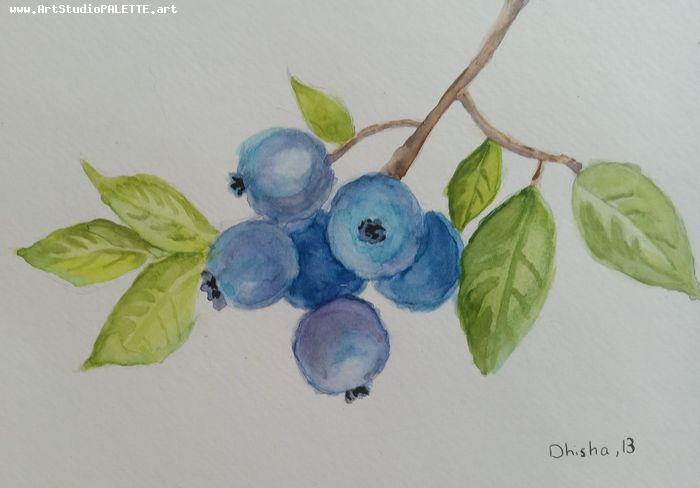 Art Studio PALETTE. Dhisha Senthil Picture.  Watercolour Still Life Fruits & Vegi 