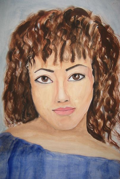 Art Studio PALETTE. Sandra Baraque Picture.  Tempera People Portrait 