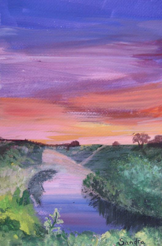 Art Studio PALETTE. Sandra Baraque Picture.  Tempera Landscape Nature 