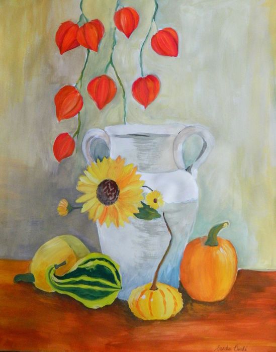 Art Studio PALETTE. Sandra Baraque Picture.  Tempera Still Life Still Life 