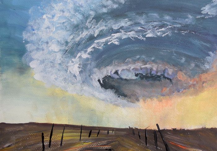 Art Studio PALETTE. Sandra Baraque Picture.  Tempera Landscape Nature 