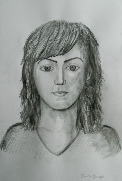 Art Studio PALETTE. Sandra Baraque Picture.  Pencil People Selfportrait 