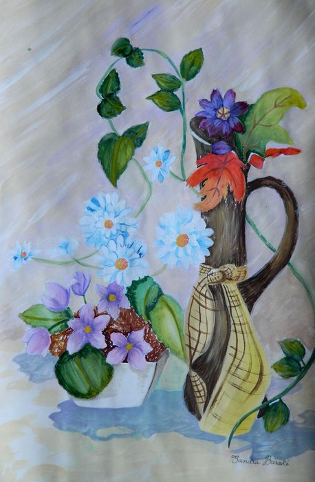 Art Studio PALETTE. Sandra Baraque Picture.  Tempera Still Life Still Life 