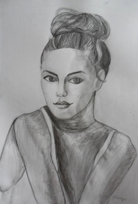 Art Studio PALETTE. Sandra Baraque Picture.  Pencil People Portrait 