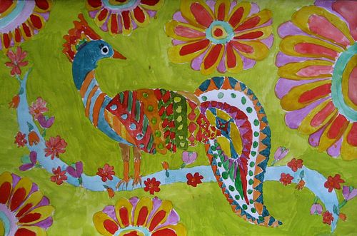 Art Studio PALETTE. Masha Pelekh Picture.  Tempera Dec. Art Birds 