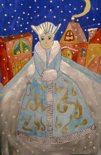 Art Studio PALETTE. Masha Pelekh Picture.  Tempera Fantasy Snowqueen 