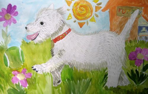 Art Studio PALETTE. Masha Pelekh Picture.  Tempera Animals Dogs 