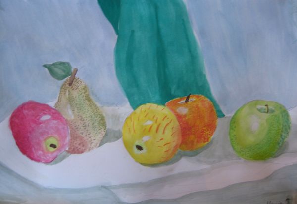 Art Studio PALETTE. Masha Pelekh Picture.  Tempera Still Life Fruits & Vegi 