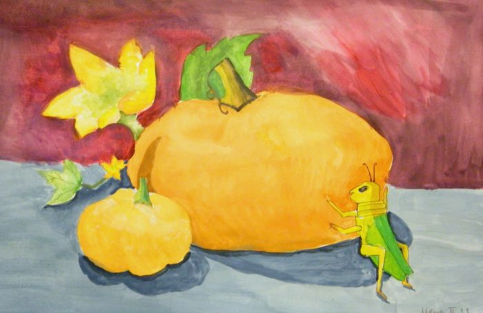 Art Studio PALETTE. Masha Pelekh Picture.  Watercolour, Ink Still Life Fruits & Vegi 