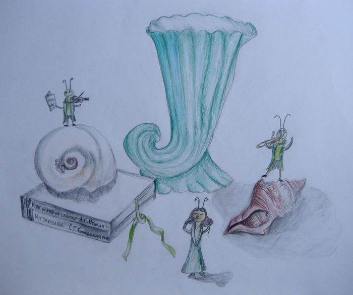 Art Studio PALETTE. Masha Pelekh Picture.  Coloured Pencil Fantasy Favorite Toy 