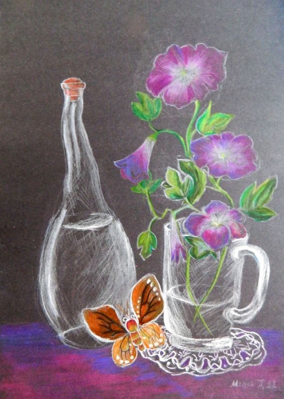 Art Studio PALETTE. Masha Pelekh Picture.  Oil Pastel Still Life Still Life 