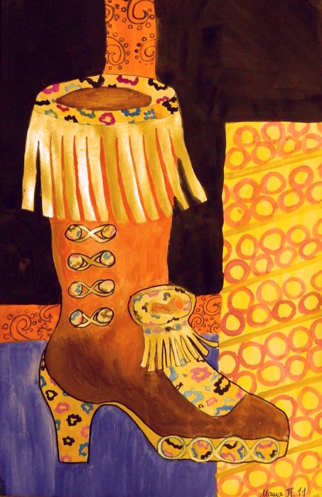 Art Studio PALETTE. Masha Pelekh Picture.  Marker, Tempera Design Footwear 