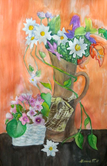 Art Studio PALETTE. Masha Pelekh Picture.  Tempera Still Life Still Life 