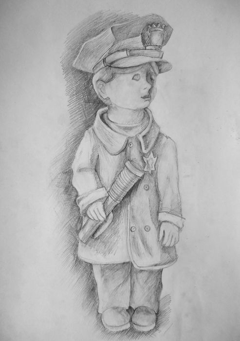 Art Studio PALETTE. Masha Pelekh Picture.  Pencil People Plaster Cast 