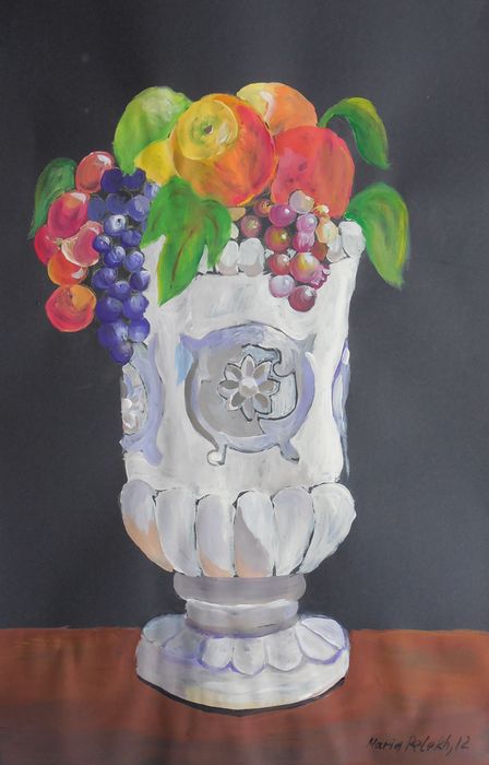 Art Studio PALETTE. Masha Pelekh Picture.  Tempera Still Life Fruits & Vegi 