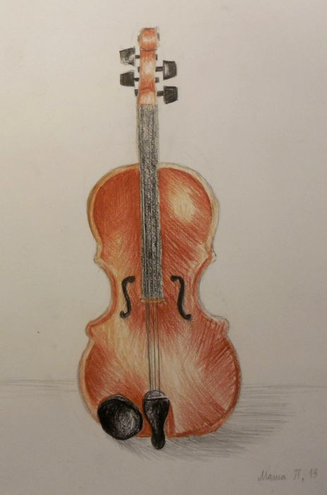 Art Studio PALETTE. Masha Pelekh Picture.  Coloured Pencil Still Life Music 