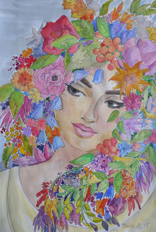 Art Studio PALETTE. Masha Pelekh Picture.  Watercolour, Ink People Portrait 