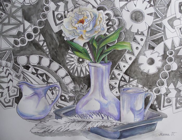 Art Studio PALETTE. Masha Pelekh Picture.  Watercolour Still Life Still Life Sharp Tenderness