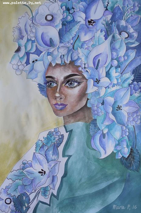 Art Studio PALETTE. Masha Pelekh Picture.  Watercolour People Portrait 