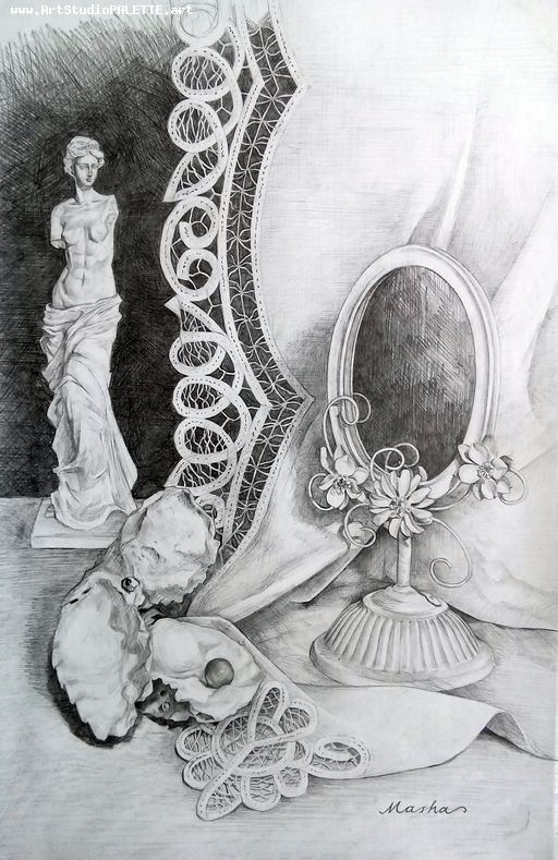 Art Studio PALETTE. Masha Pelekh Picture.  Pencil Still Life Still Life 