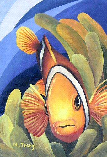 Art Studio PALETTE. Michelle Tseng Picture. Canvas Acrylic Animals Fish 