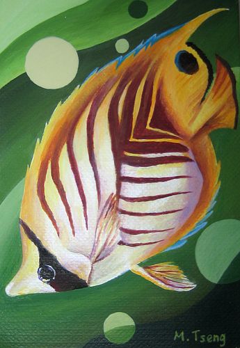 Art Studio PALETTE. Michelle Tseng Picture. Canvas Acrylic Animals Fish 