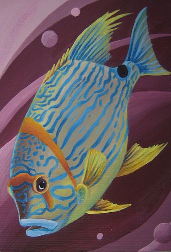Art Studio PALETTE. Michelle Tseng Picture. Canvas Acrylic Animals Fish 