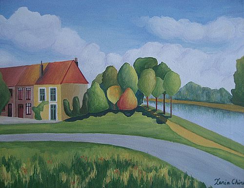 Art Studio PALETTE. Xenia Chiru Picture. Canvas Acrylic Landscape Cityscape 