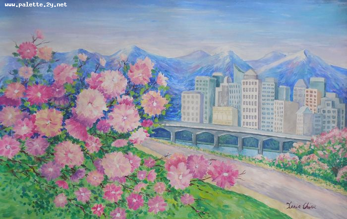 Art Studio PALETTE. Xenia Chiru Picture.  Tempera Landscape Vancouver BC 