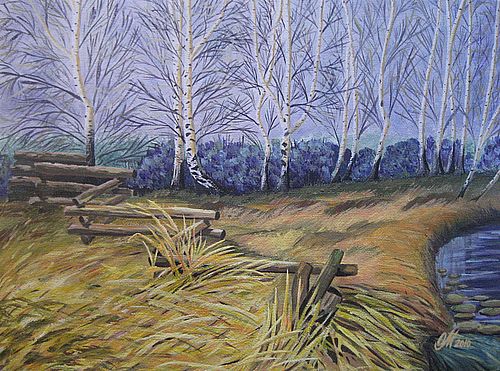 Art Studio PALETTE. Olga Maltseva Picture. Canvas Acrylic Landscape Fall 