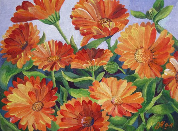 Art Studio PALETTE. Olga Maltseva Picture. Canvas Acrylic Plants Flowers 