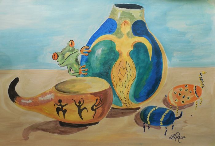 Art Studio PALETTE. Masha Rezvanova Picture.  Tempera Still Life Still Life 