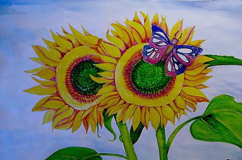 Art Studio PALETTE. Thi Hoang Picture. Fine Art Paper Tempera Animals Butterfly Butterfly