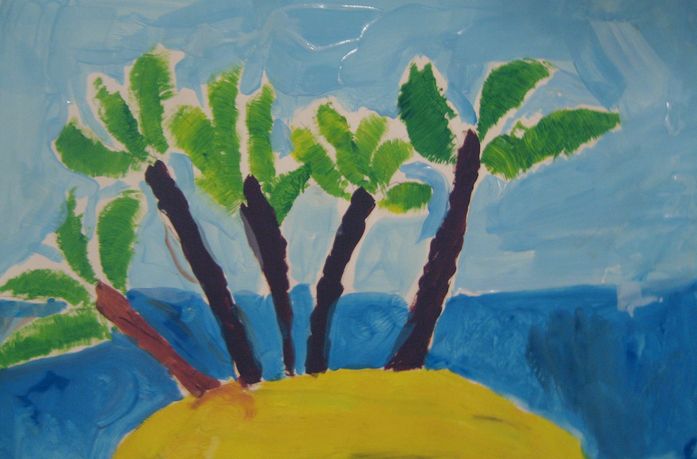 Art Studio PALETTE. Joshua Lukose Picture.  Tempera Landscape Seascape 