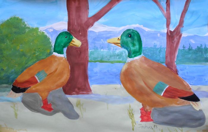 Art Studio PALETTE. Joshua Lukose Picture.  Tempera Animals Birds 