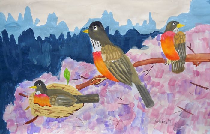 Art Studio PALETTE. Joshua Lukose Picture.  Tempera Animals Birds 