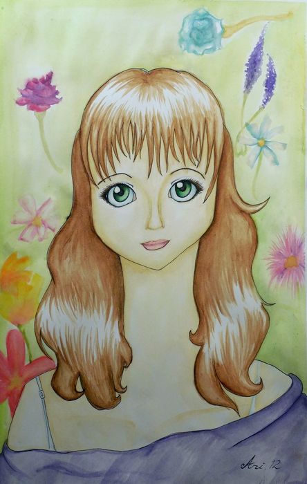 Art Studio PALETTE. Arina Guzhel Picture.  Watercolour, Ink People Portrait 