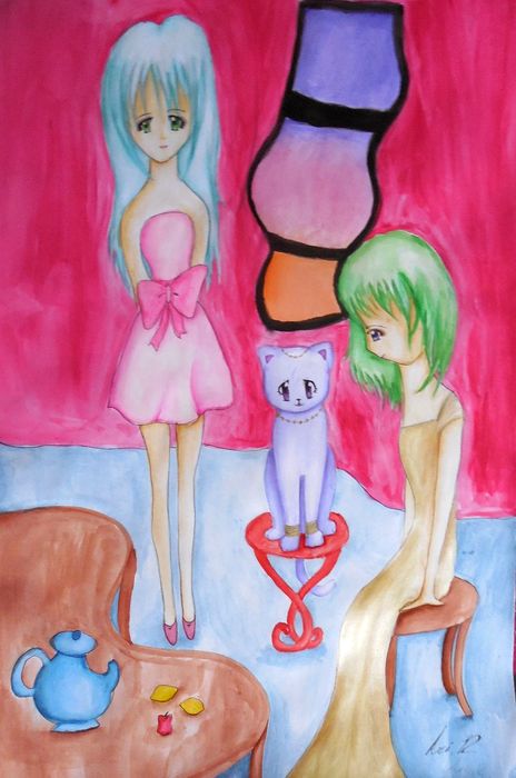 Art Studio PALETTE. Arina Guzhel Picture.  Watercolour People Family 