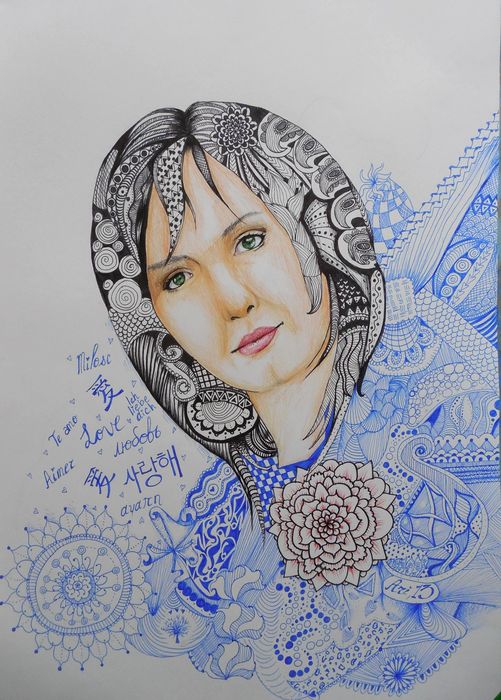 Art Studio PALETTE. Arina Guzhel Picture.  Ink People Portrait 