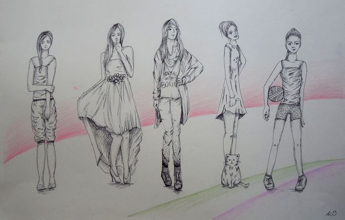 Art Studio PALETTE. Arina Guzhel Picture.  Ink Design Clothes 