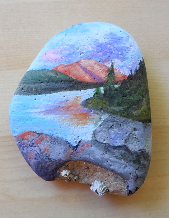 Art Studio PALETTE. Arina Guzhel Picture. Stone Acrylic Landscape Seascape 