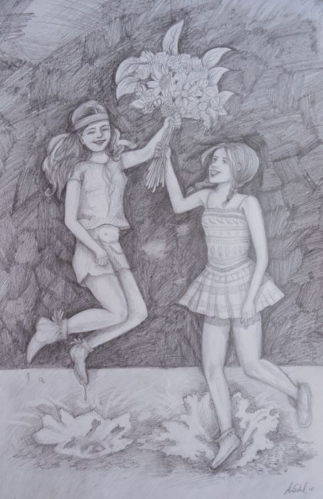 Art Studio PALETTE. Arina Guzhel Picture.  Pencil People Activities 